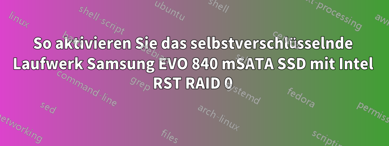 So aktivieren Sie das selbstverschlüsselnde Laufwerk Samsung EVO 840 mSATA SSD mit Intel RST RAID 0