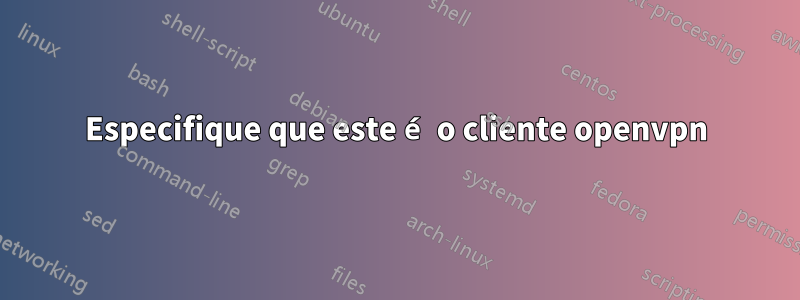 Especifique que este é o cliente openvpn