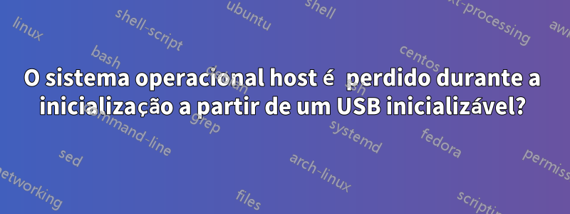 O sistema operacional host é perdido durante a inicialização a partir de um USB inicializável?