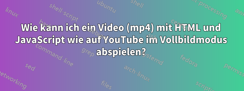 Wie kann ich ein Video (mp4) mit HTML und JavaScript wie auf YouTube im Vollbildmodus abspielen?