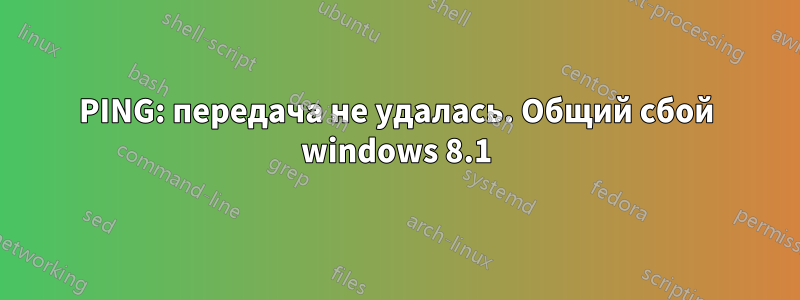 PING: передача не удалась. Общий сбой windows 8.1