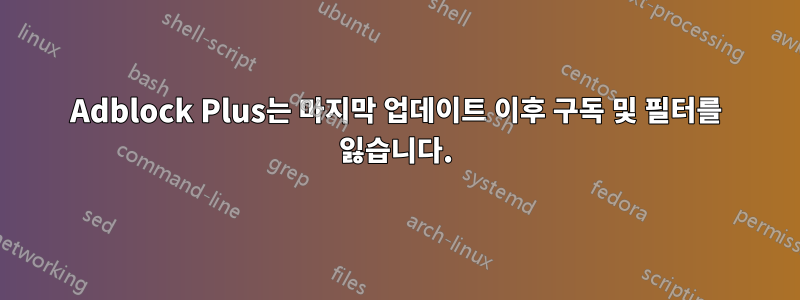 Adblock Plus는 마지막 업데이트 이후 구독 및 필터를 잃습니다.