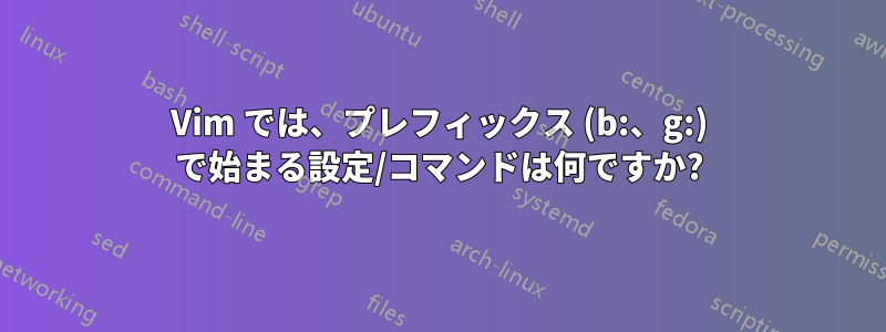 Vim では、プレフィックス (b:、g:) で始まる設定/コマンドは何ですか?