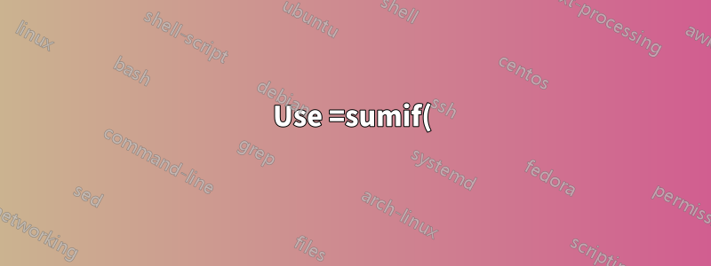 Use =sumif()referindo-se a uma coluna oculta com início do mês