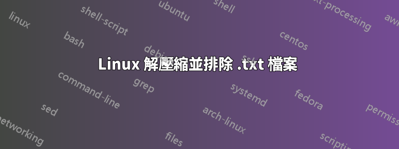 Linux 解壓縮並排除 .txt 檔案