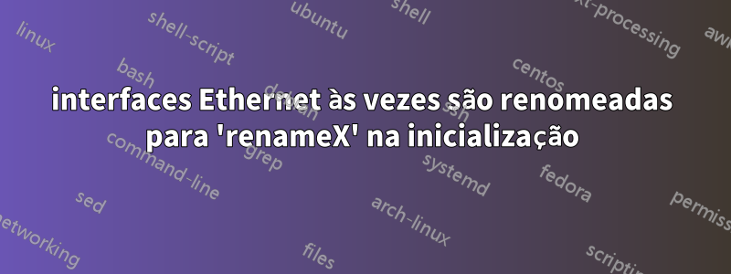 interfaces Ethernet às vezes são renomeadas para 'renameX' na inicialização