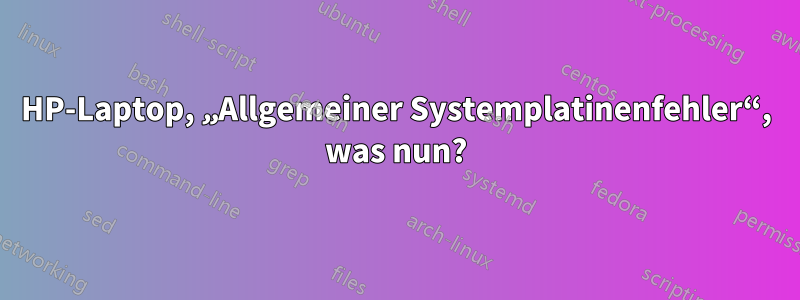 HP-Laptop, „Allgemeiner Systemplatinenfehler“, was nun?