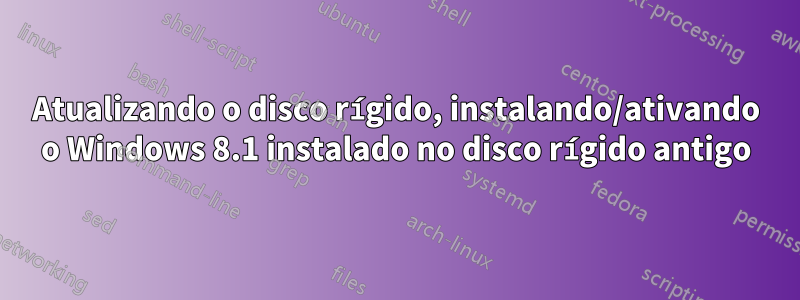 Atualizando o disco rígido, instalando/ativando o Windows 8.1 instalado no disco rígido antigo