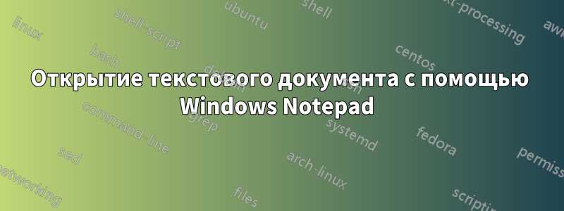 Открытие текстового документа с помощью Windows Notepad 