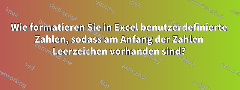 Wie formatieren Sie in Excel benutzerdefinierte Zahlen, sodass am Anfang der Zahlen Leerzeichen vorhanden sind?