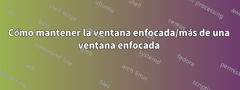 Cómo mantener la ventana enfocada/más de una ventana enfocada