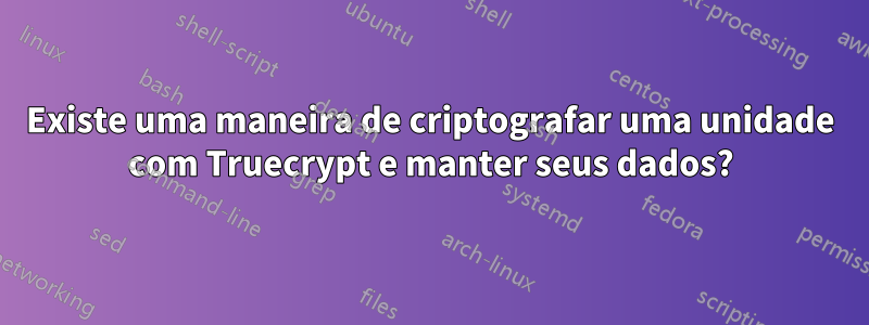 Existe uma maneira de criptografar uma unidade com Truecrypt e manter seus dados?