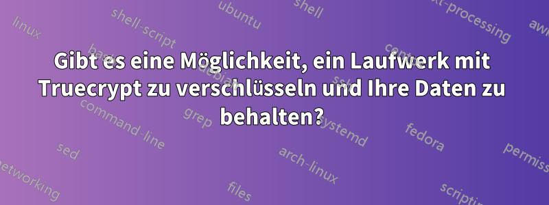 Gibt es eine Möglichkeit, ein Laufwerk mit Truecrypt zu verschlüsseln und Ihre Daten zu behalten?