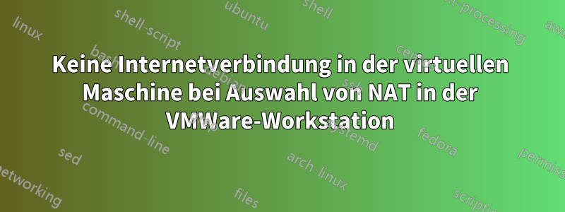 Keine Internetverbindung in der virtuellen Maschine bei Auswahl von NAT in der VMWare-Workstation