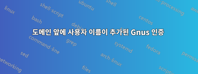 도메인 앞에 사용자 이름이 추가된 Gnus 인증