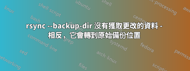 rsync --backup-dir 沒有獲取更改的資料 - 相反，它會轉到原始備份位置