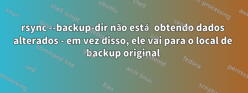 rsync --backup-dir não está obtendo dados alterados - em vez disso, ele vai para o local de backup original
