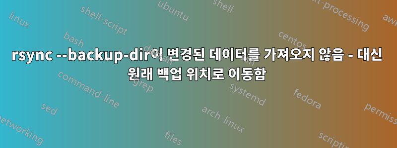 rsync --backup-dir이 변경된 데이터를 가져오지 않음 - 대신 원래 백업 위치로 이동함