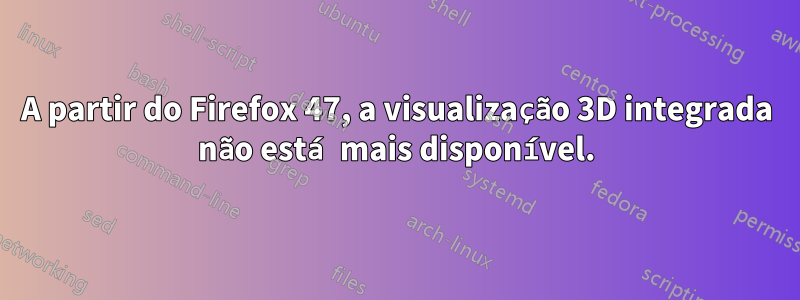 A partir do Firefox 47, a visualização 3D integrada não está mais disponível.