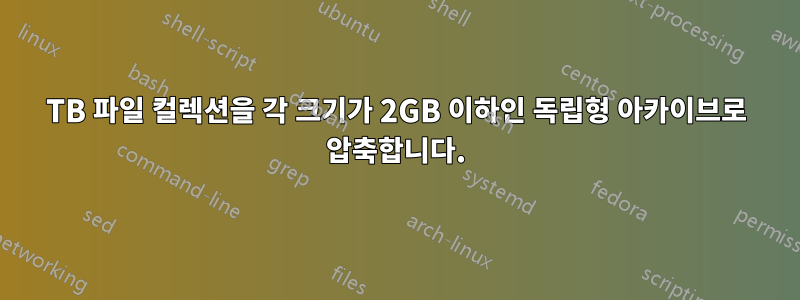 1TB 파일 컬렉션을 각 크기가 2GB 이하인 독립형 아카이브로 압축합니다.