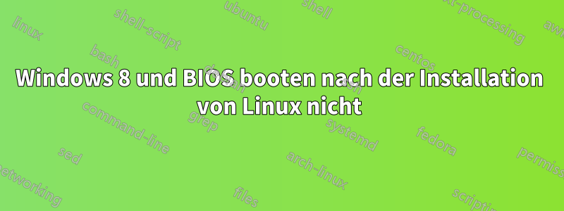 Windows 8 und BIOS booten nach der Installation von Linux nicht