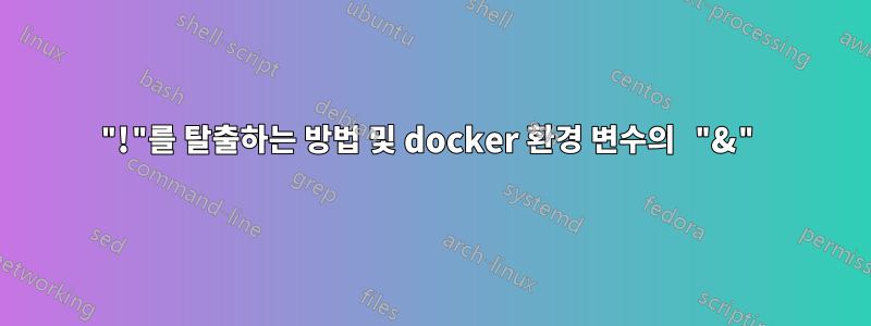 "!"를 탈출하는 방법 및 docker 환경 변수의 "&"