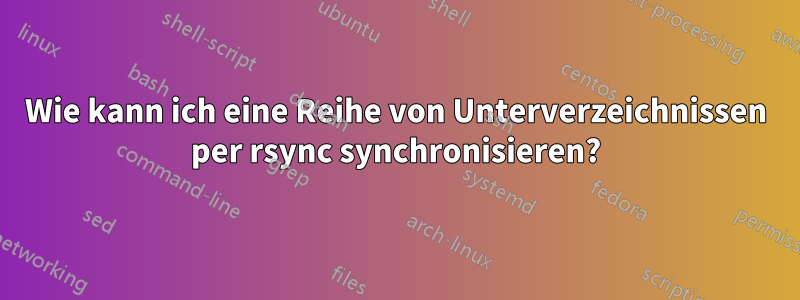 Wie kann ich eine Reihe von Unterverzeichnissen per rsync synchronisieren?