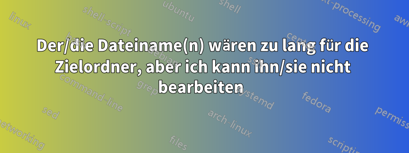 Der/die Dateiname(n) wären zu lang für die Zielordner, aber ich kann ihn/sie nicht bearbeiten 