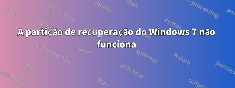 A partição de recuperação do Windows 7 não funciona