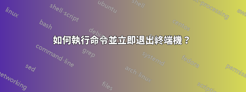 如何執行命令並立即退出終端機？