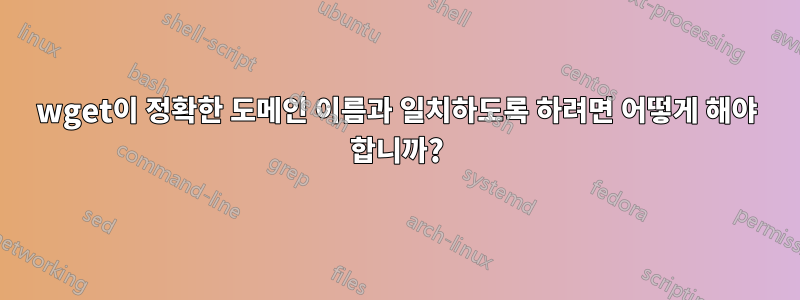 wget이 정확한 도메인 이름과 일치하도록 하려면 어떻게 해야 합니까?