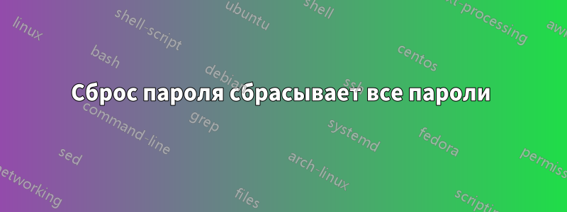 Сброс пароля сбрасывает все пароли