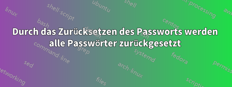 Durch das Zurücksetzen des Passworts werden alle Passwörter zurückgesetzt