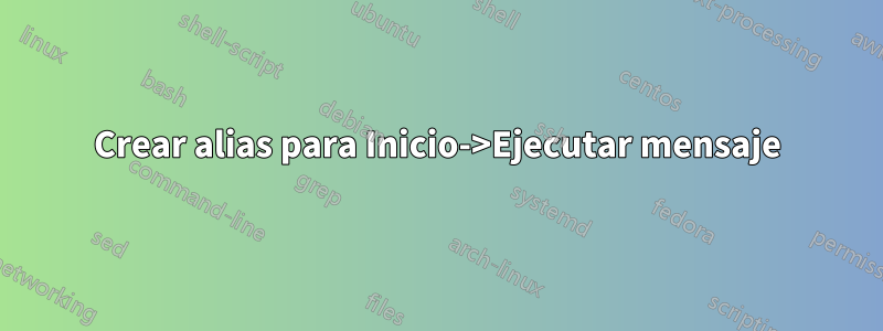 Crear alias para Inicio->Ejecutar mensaje