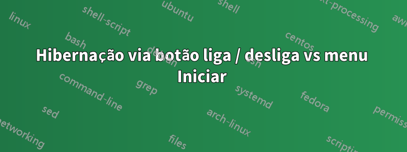 Hibernação via botão liga / desliga vs menu Iniciar