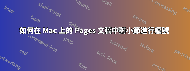 如何在 Mac 上的 Pages 文稿中對小節進行編號