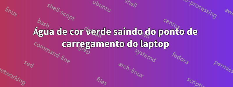 Água de cor verde saindo do ponto de carregamento do laptop