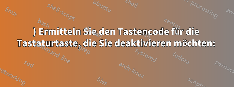 1) Ermitteln Sie den Tastencode für die Tastaturtaste, die Sie deaktivieren möchten: