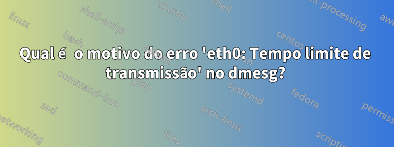 Qual é o motivo do erro 'eth0: Tempo limite de transmissão' no dmesg?