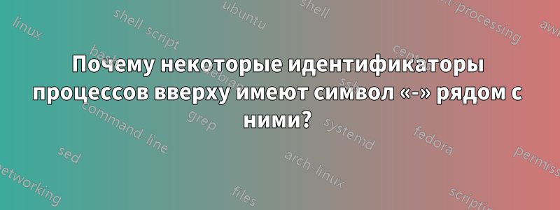 Почему некоторые идентификаторы процессов вверху имеют символ «-» рядом с ними?