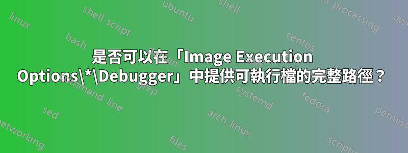 是否可以在「Image Execution Options\*\Debugger」中提供可執行檔的完整路徑？