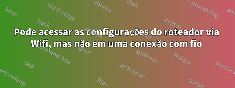 Pode acessar as configurações do roteador via Wifi, mas não em uma conexão com fio