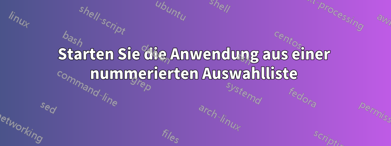 Starten Sie die Anwendung aus einer nummerierten Auswahlliste