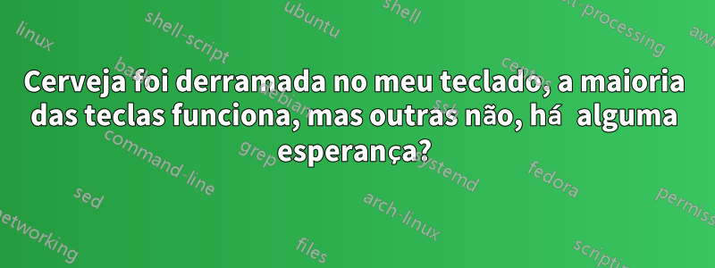 Cerveja foi derramada no meu teclado, a maioria das teclas funciona, mas outras não, há alguma esperança?