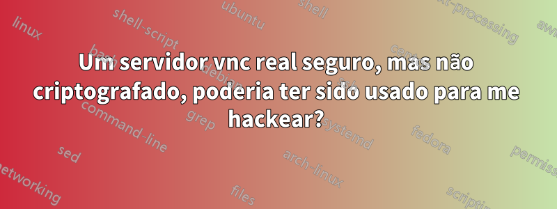 Um servidor vnc real seguro, mas não criptografado, poderia ter sido usado para me hackear?