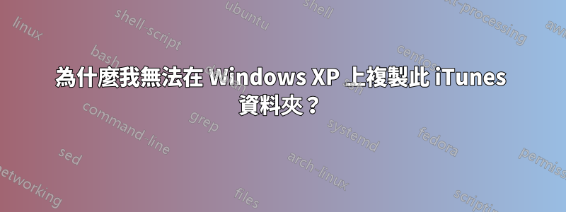 為什麼我無法在 Windows XP 上複製此 iTunes 資料夾？