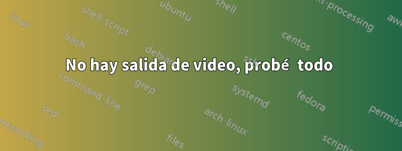 No hay salida de video, probé todo