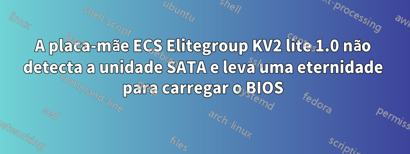 A placa-mãe ECS Elitegroup KV2 lite 1.0 não detecta a unidade SATA e leva uma eternidade para carregar o BIOS