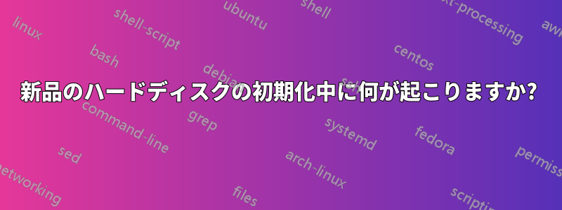 新品のハードディスクの初期化中に何が起こりますか?