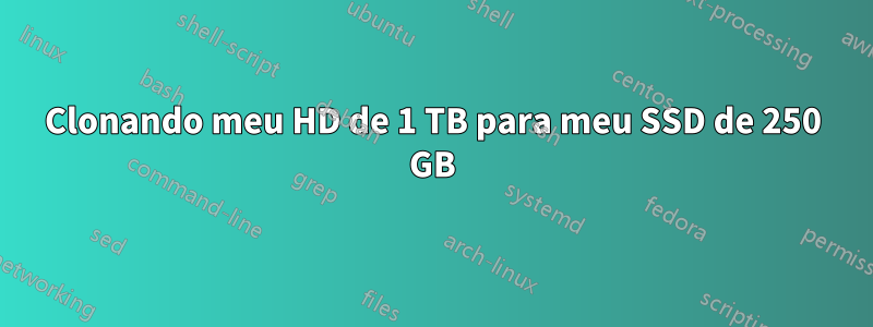 Clonando meu HD de 1 TB para meu SSD de 250 GB